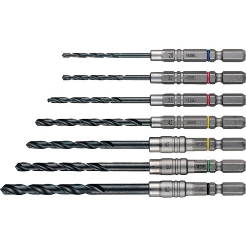 VESSEL AMD7S Cushion drill set (for metalworking), 7-piece set