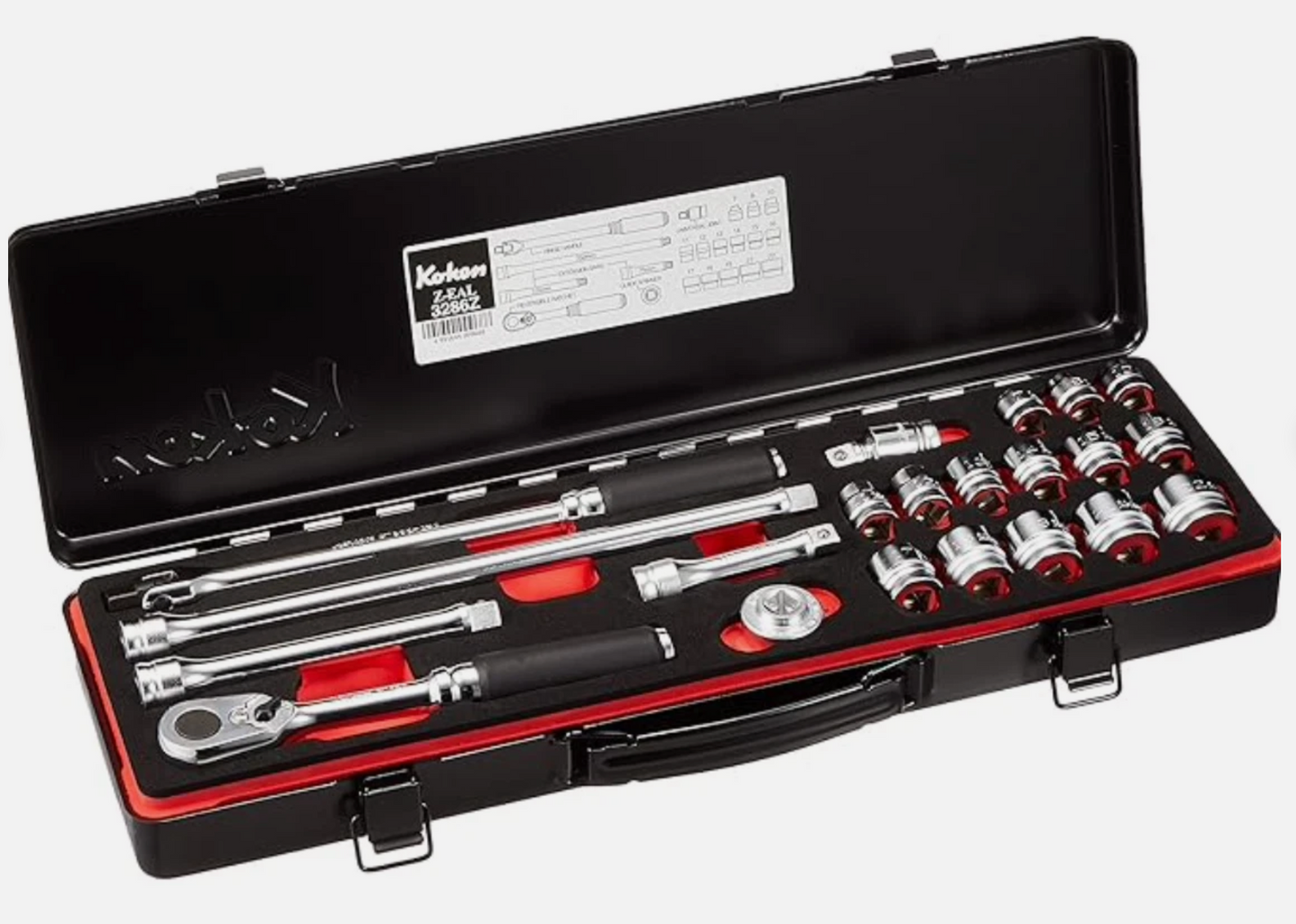 Koken 3286Z Z-EAL Socket Wrench Basic Set of 21 Tools 3/8" (9.5mm) With Case