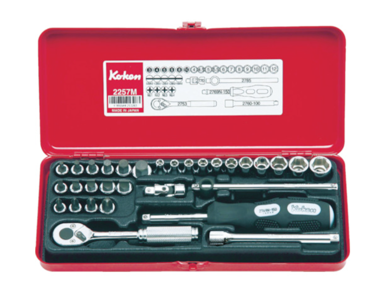 Ko-ken 1/4 (6.35mm) SQ. Socket set 31 pieces 2257M  Japan
