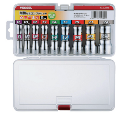 VESSEL GO-TAN Semi-Long Socket Set, 9 pcs SL209PS