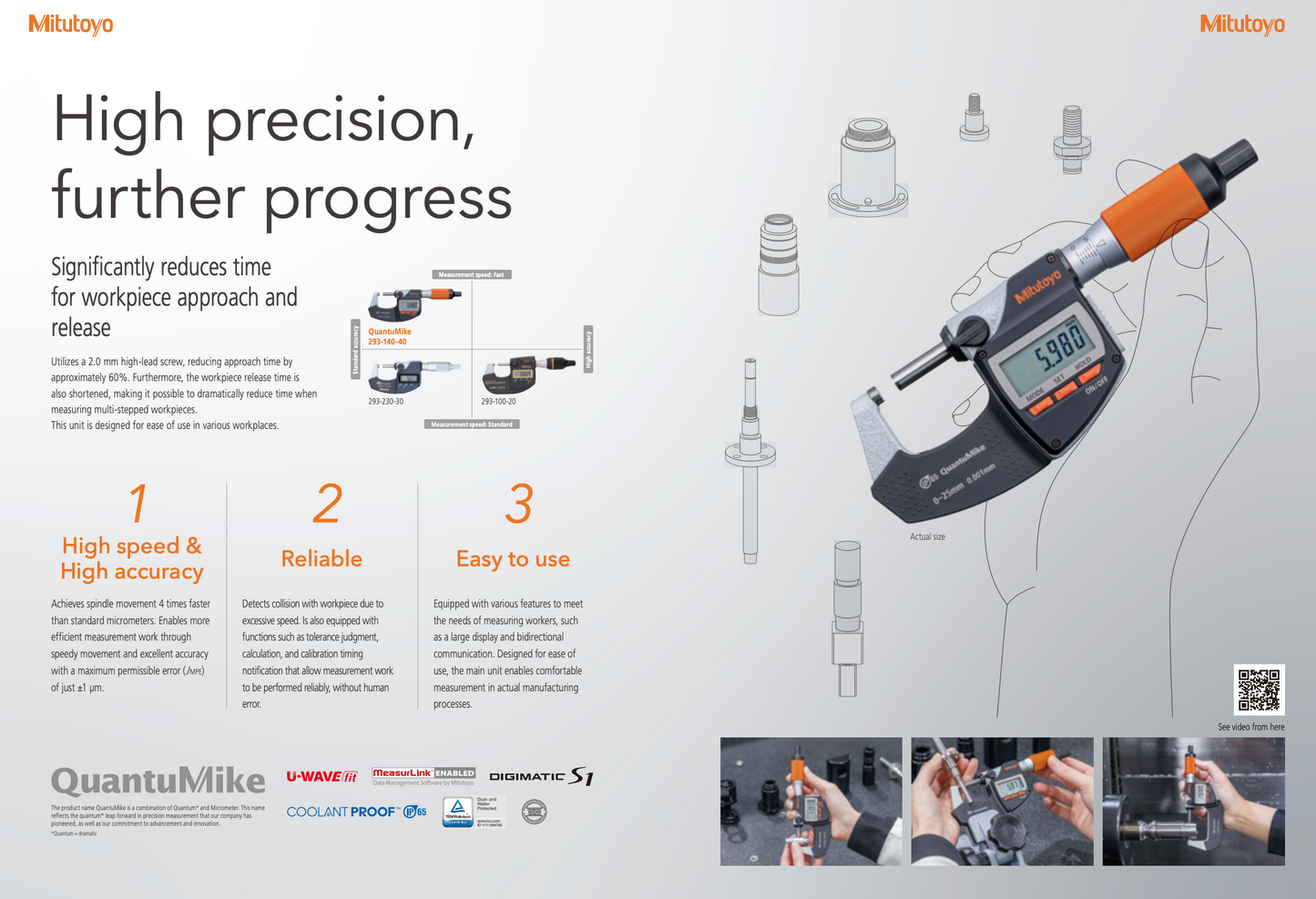 MITUTOYO QuantuMike Digital Outside Micrometer 25–50mm MD-E50 (293-141-40) Made in Japan